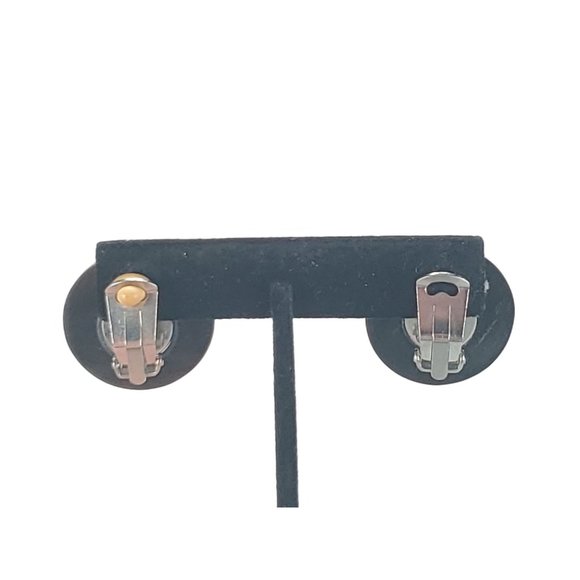 Black Wood Clip-On Earrings - Picture 2 of 2